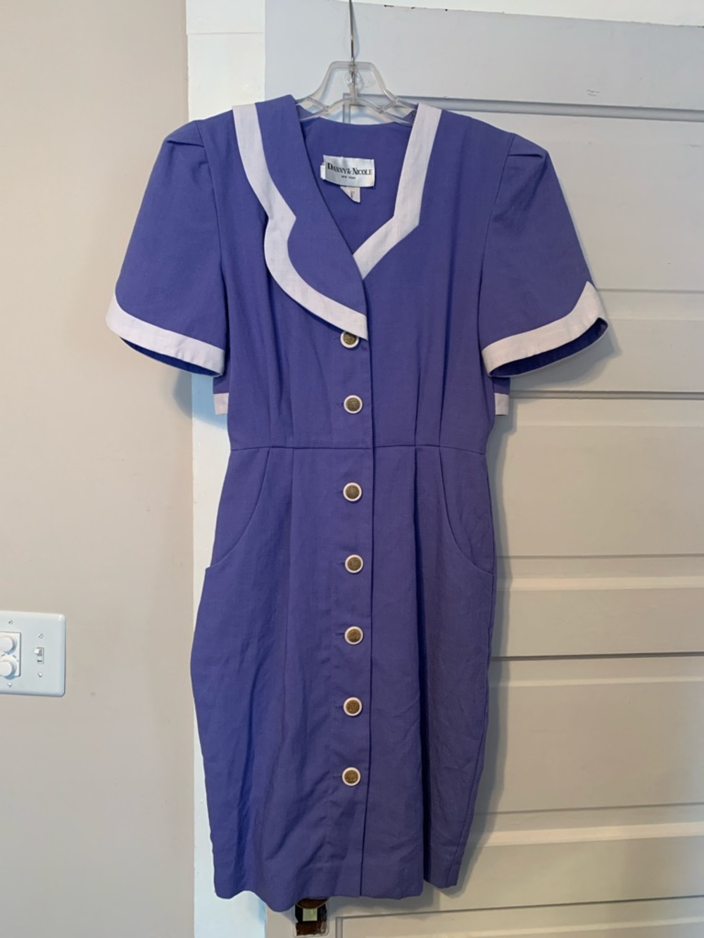 Danny & Nicole Vintage Lavender Midi Dress with White Trim